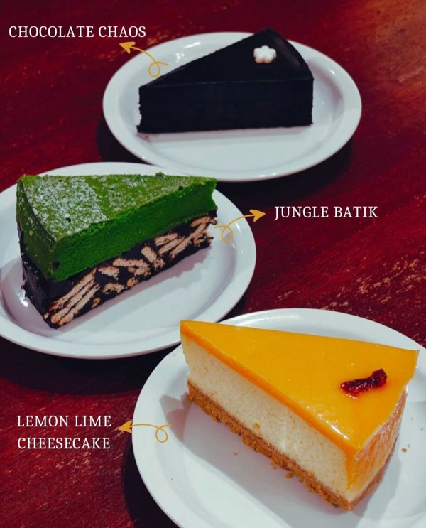 Chocolate Chaos, Jungle Batik and Lemon Lime Cheesecake slices